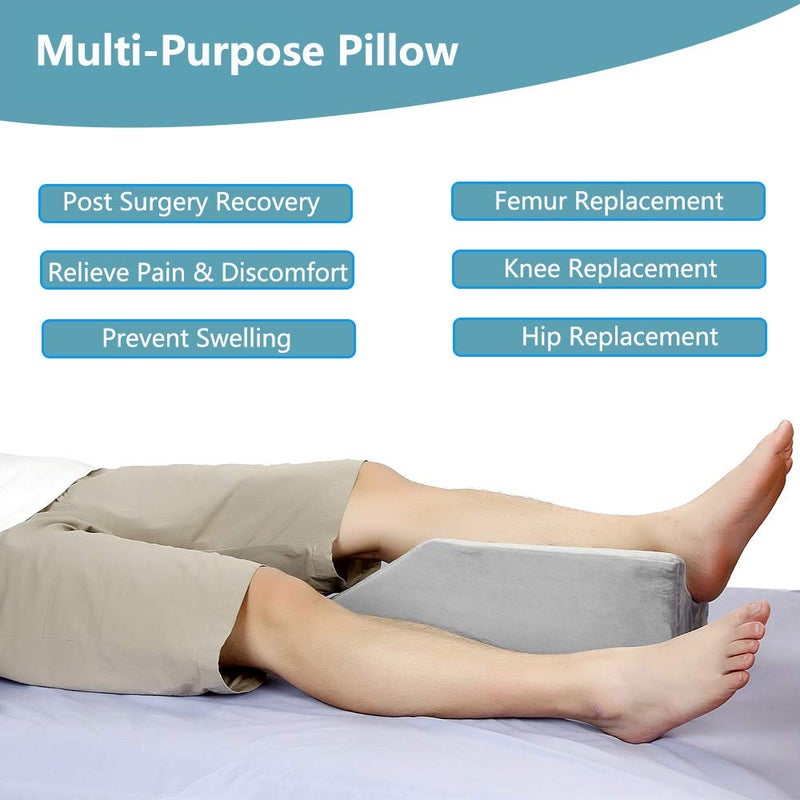 Zelen Elevation Pillow Bed Wedge for Legs Sleeping Foam Wedge Elevated Pillows Ortho Cushion Riser Knee Ankle Support Rest Legs Bolster Elevator Elevating Cushions Feet Protector (49cm Long) - Image 2